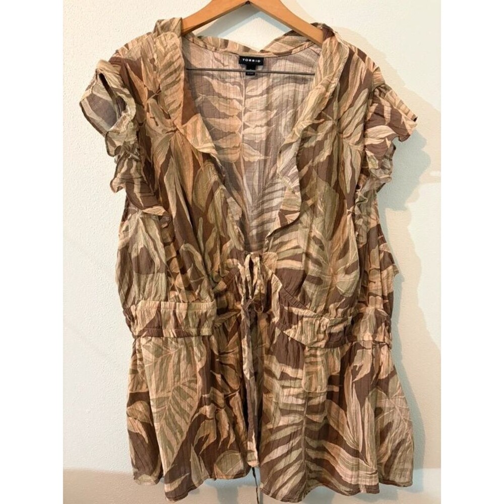 Torrid 3X tropical tie blouse